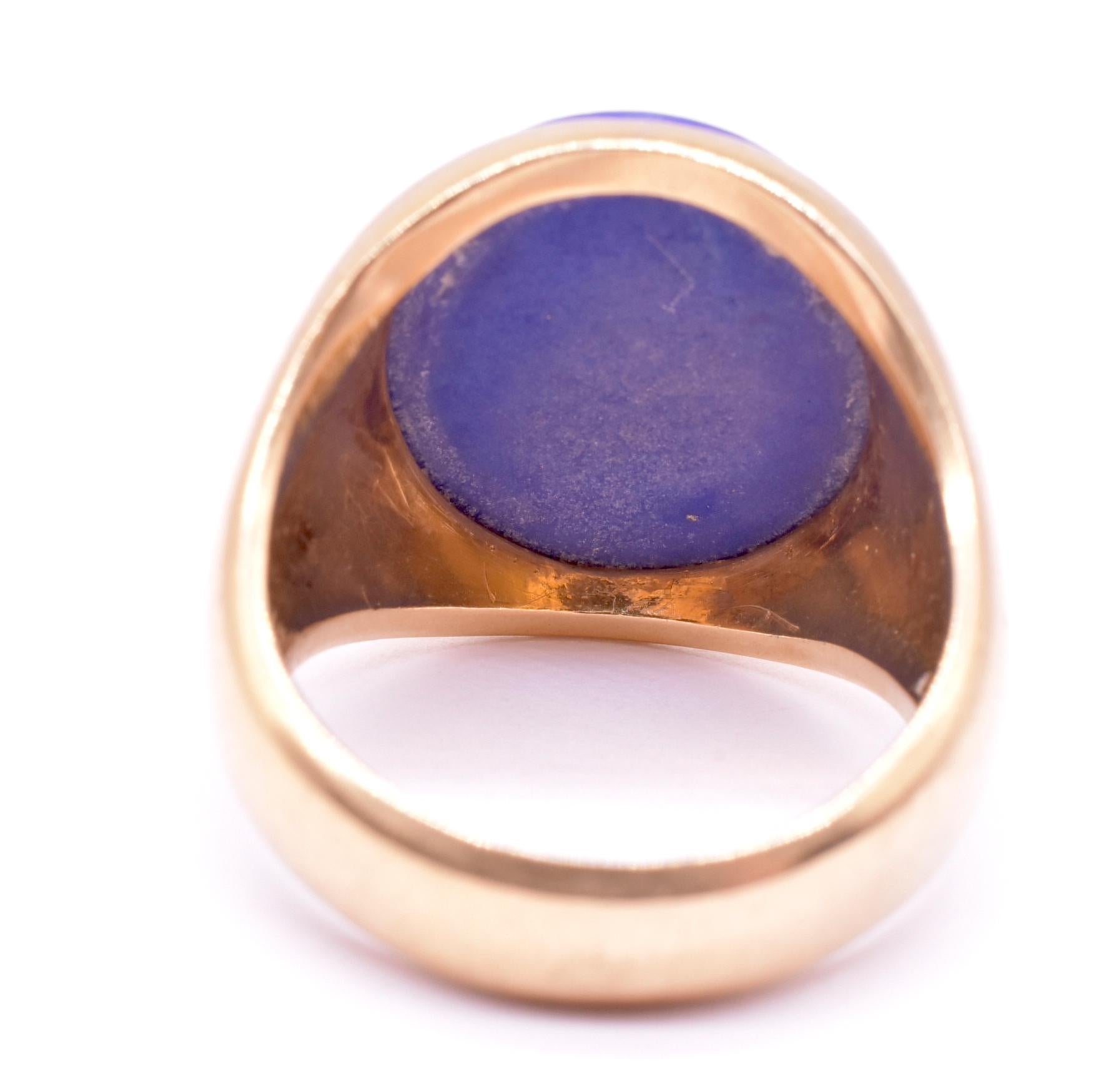 Women's or Men's Antique 18K Lapis Lazuli Signet Ring 