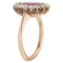 Anillo antiguo de oro rosa de 18 quilates con diamantes y rubíes de 0,30 ct MF06-051826