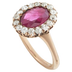 Anillo antiguo de oro rosa de 18 quilates con diamantes y rubíes de 0,30 ct MF06-051826