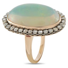 Antique 18K Rose Gold 0.70ct Diamond and Opal Cocktail Ring MF48-021926