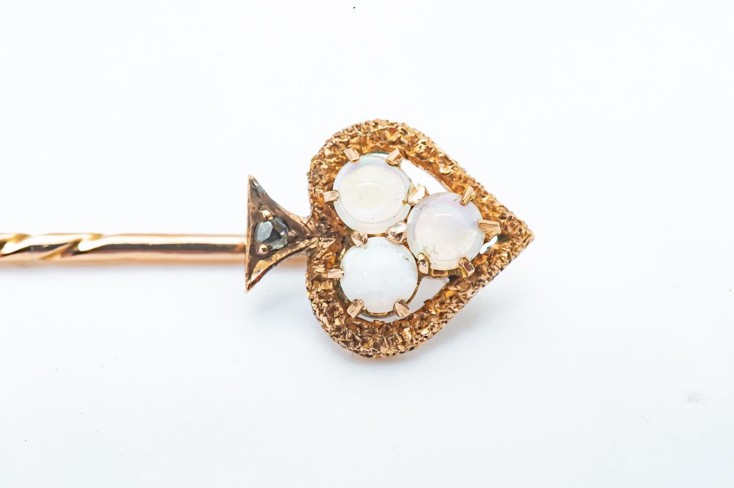 Women's or Men's Antique Brooch 3 Fine Pearls Rose Gold 18 Karat For Sale
