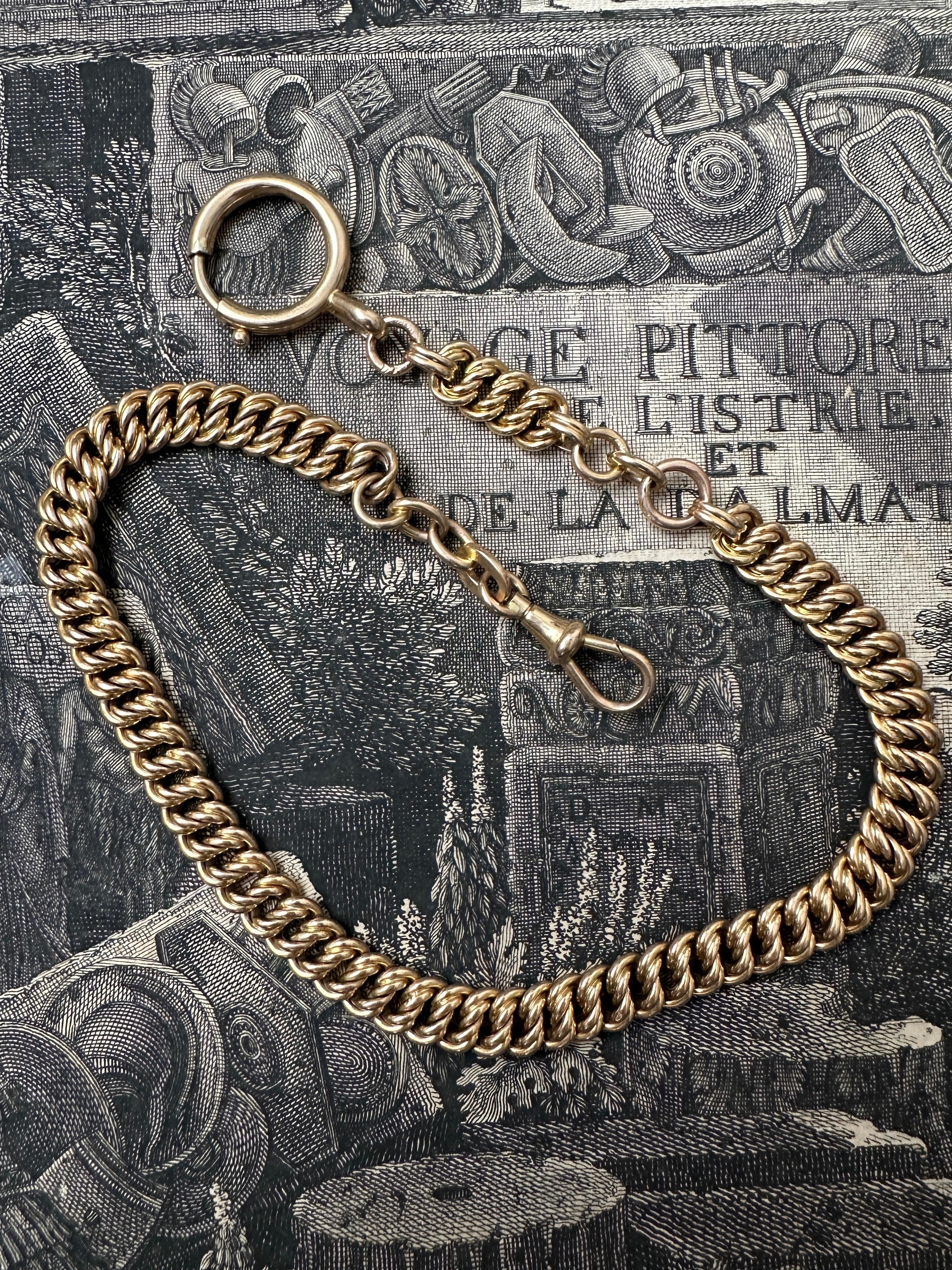 Antike 18 Karat Roségold Double Curb Gliederuhrkette Halskette im Zustand „Gut“ in Hummelstown, PA