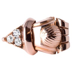 Antiker 18K Rose Gold Old Mine Cut Diamant Statement Ring  Größe 6.5
