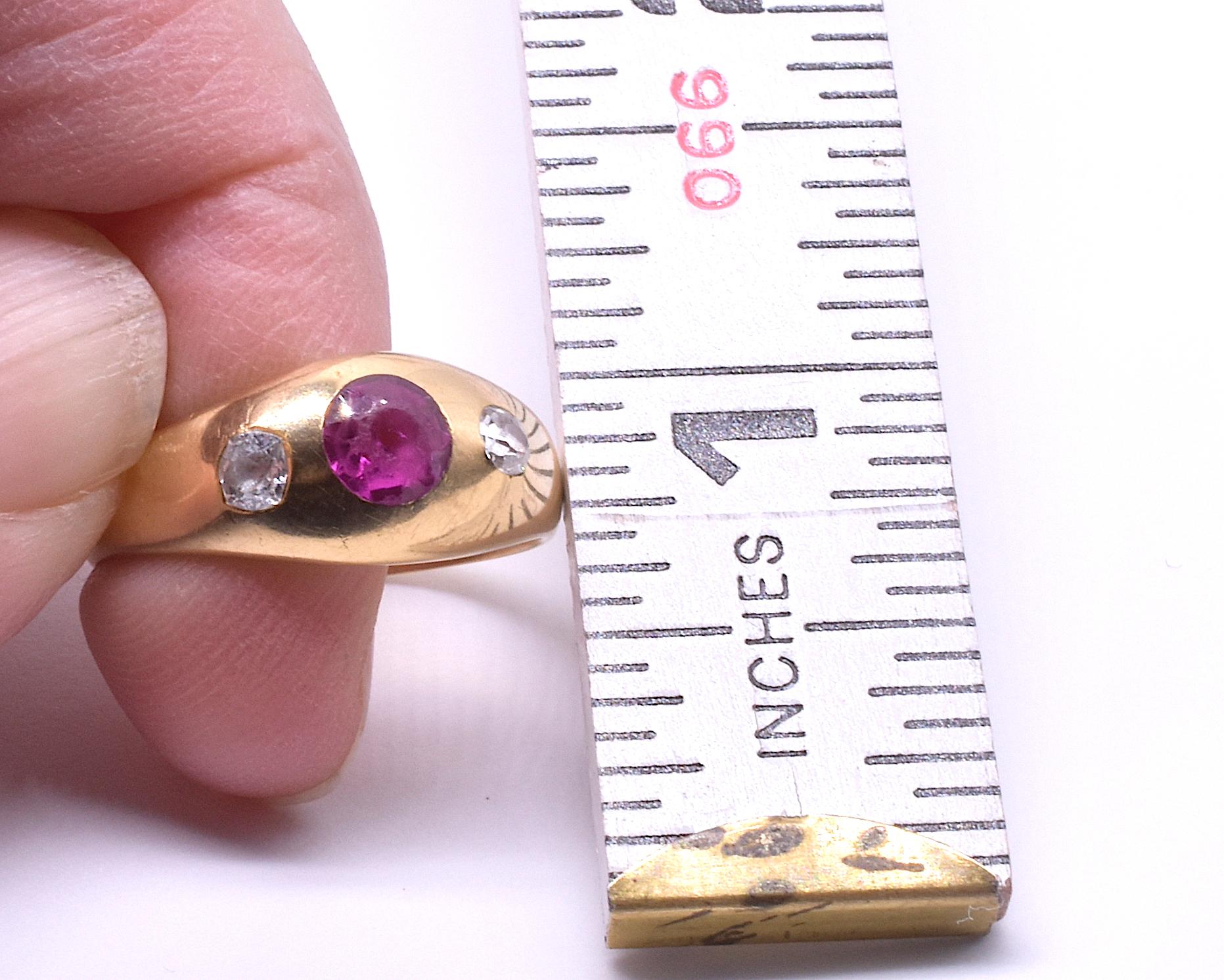 Antique 18 Karat Ruby and Diamond Stirrup Ring, circa 1900 3