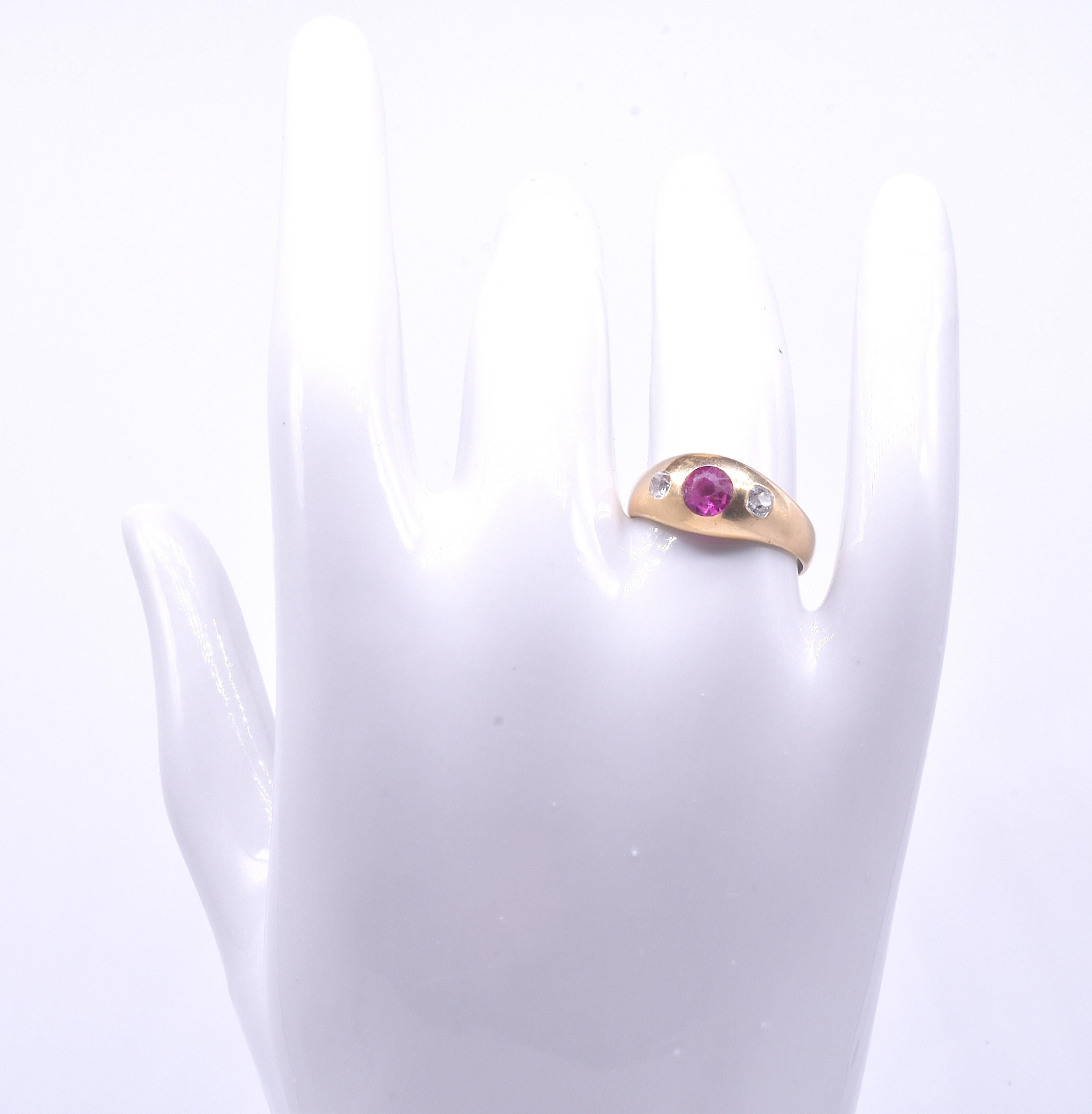 Antique 18 Karat Ruby and Diamond Stirrup Ring, circa 1900 1