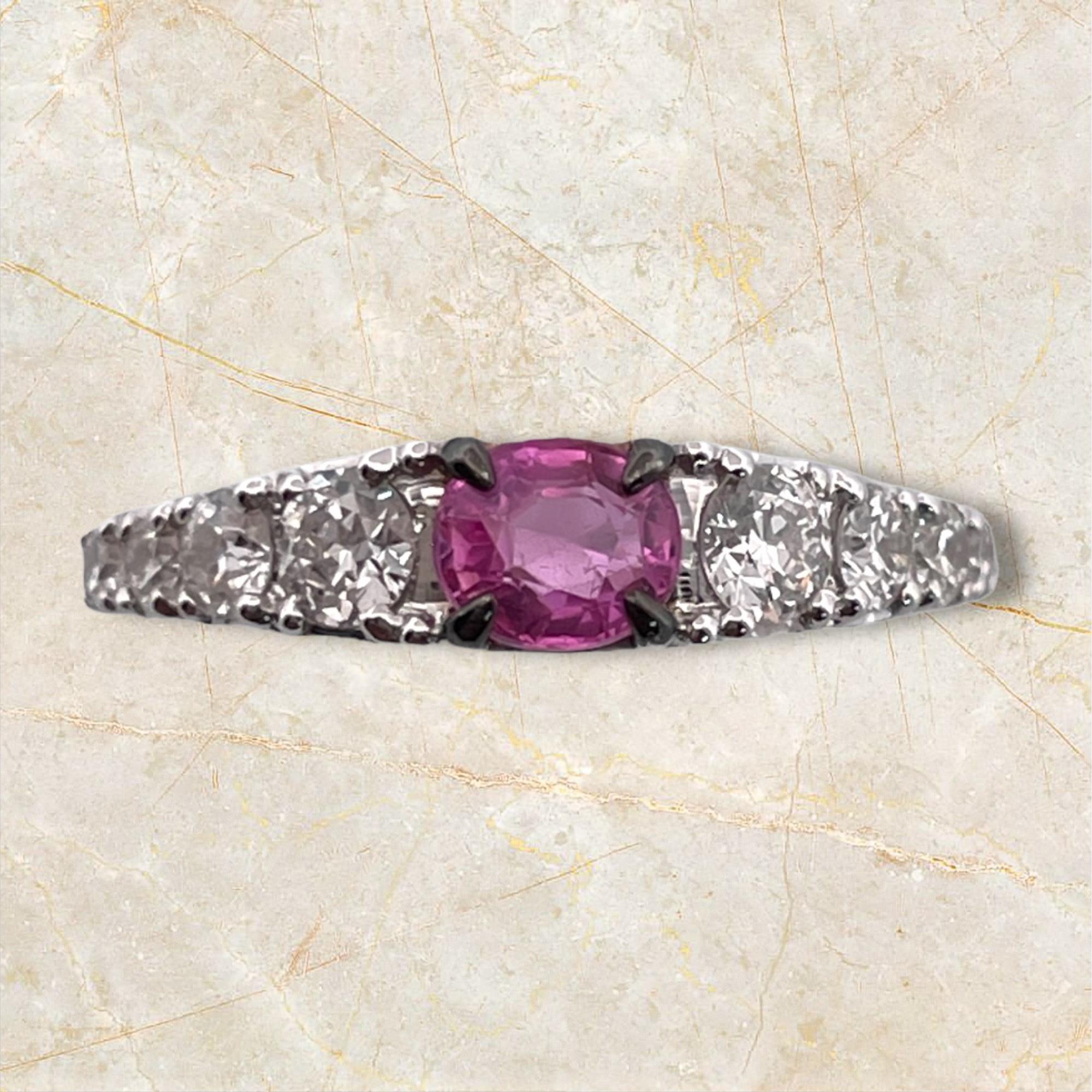 Adorn yourself with this exquisite Antique 18K Sapphire and Diamond Ring, featuring a 0.54 carat sapphire and old mine cut diamonds. Crafted in 18K gold, this ring showcases the timeless beauty of sapphires and diamonds, set in a vintage-inspired