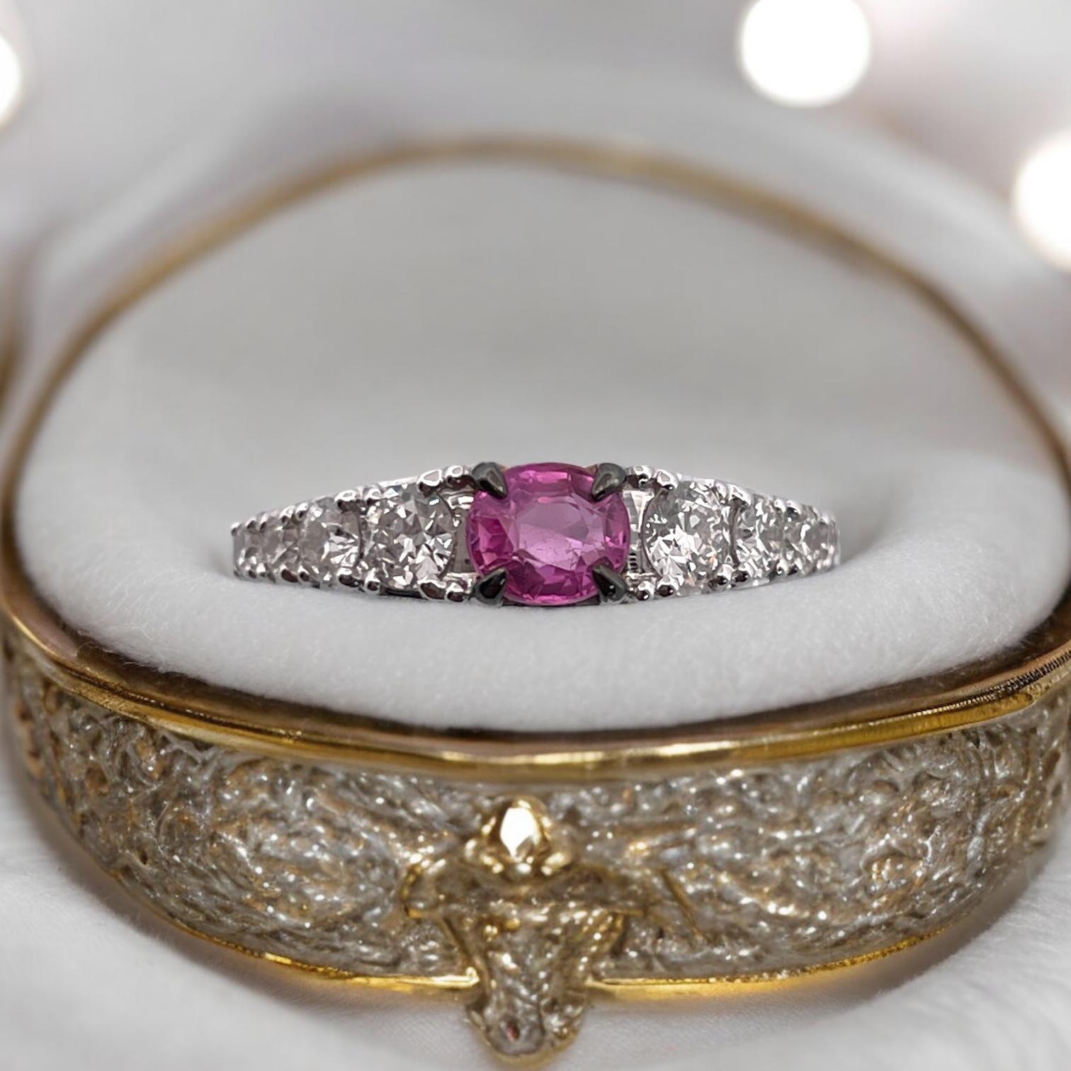 Women's or Men's Antique 18K Sapphire and Diamond Ring with Old Mine Cut Diamonds For Sale