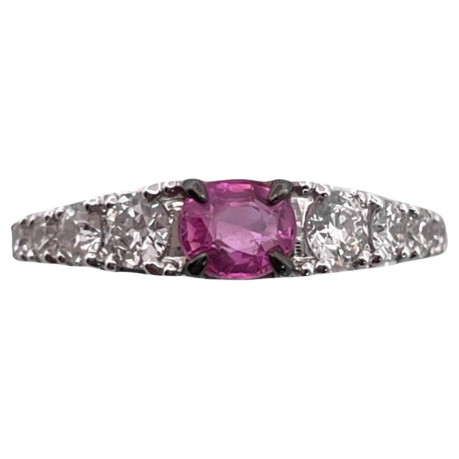 Antique 18K Sapphire and Diamond Ring with Old Mine Cut Diamonds