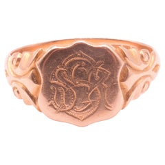 Antique 18K Signet Ring with Monogrammed Initials SSR & Hallmarked 1909