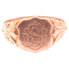 Antiker 18 Karat Siegelring mit Monogrammierten Initialen SSR & gestempelt 1909