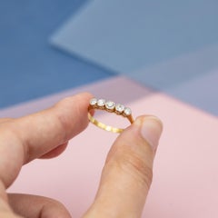 Antique 18k solid gold engagement ring - Edwardian Natural five diamond ring
