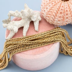 Antique 18k solid gold Sautoir - long guard necklace - Hollow curb chain - 150cm