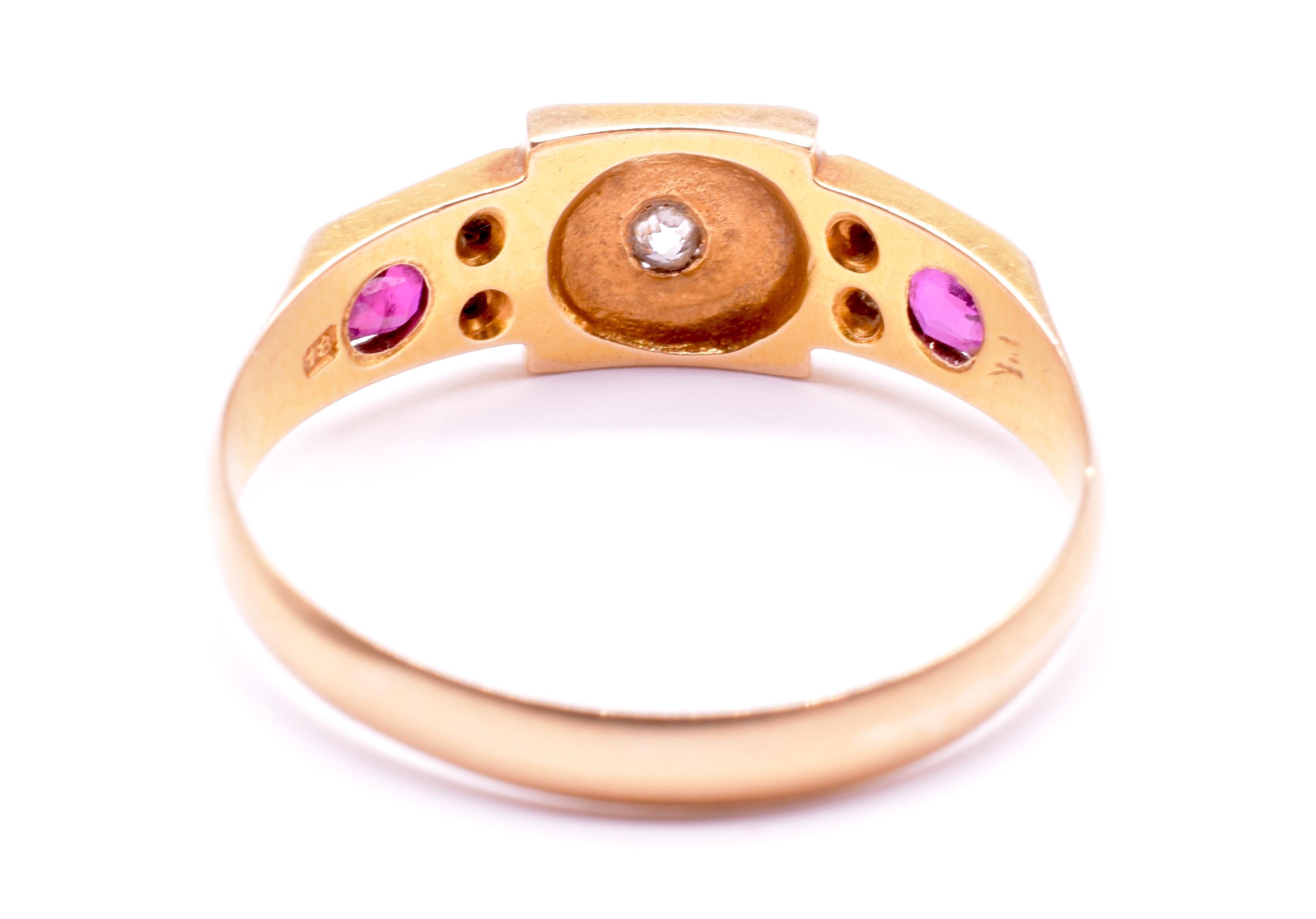 Antiker 18 Karat Rubin- und Diamantring mit Sternenbesatz, HM Birmingham, 1903 Damen