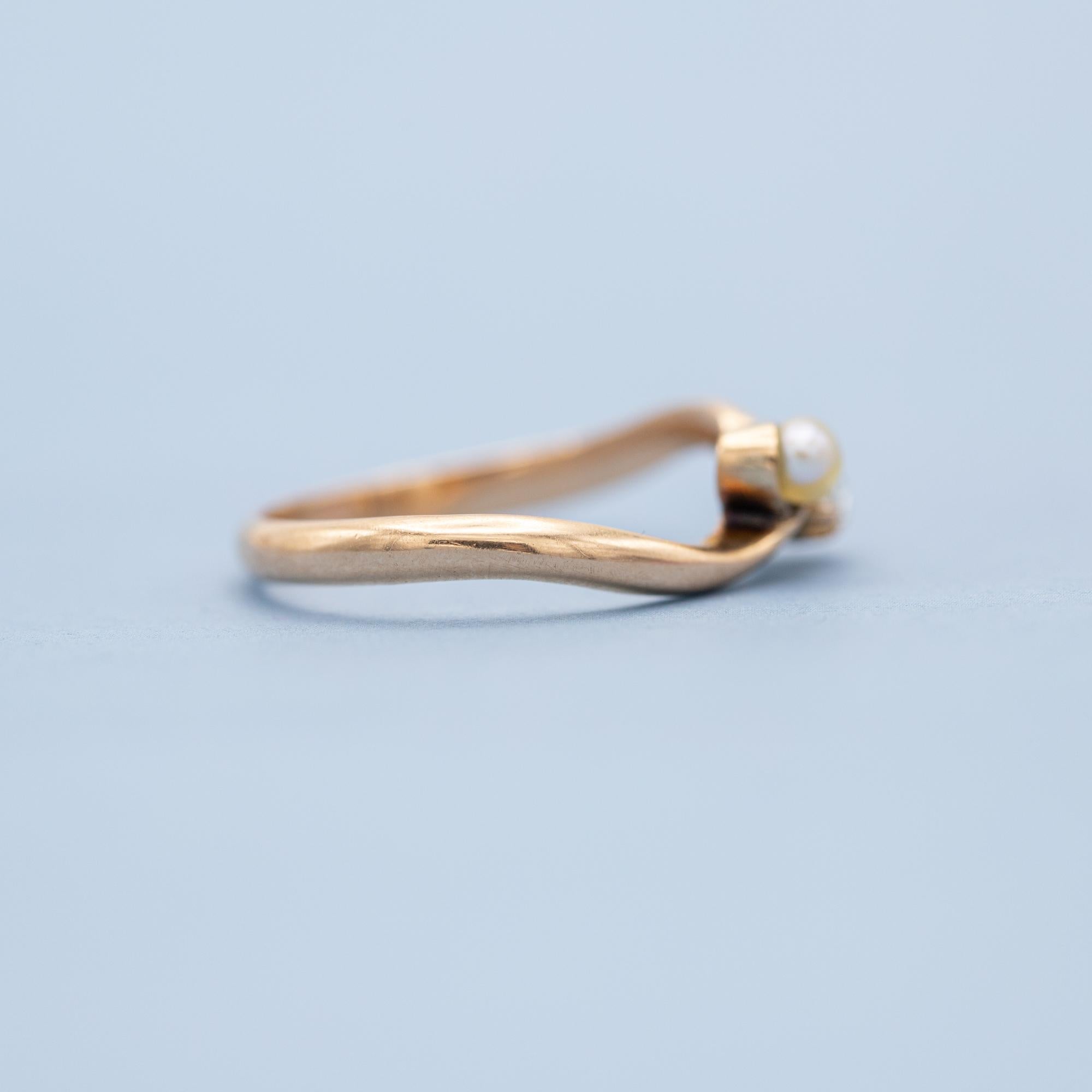 Antique 18K Toi et Moi ring - love ring - natural rose cut diamonds - engagement For Sale 7