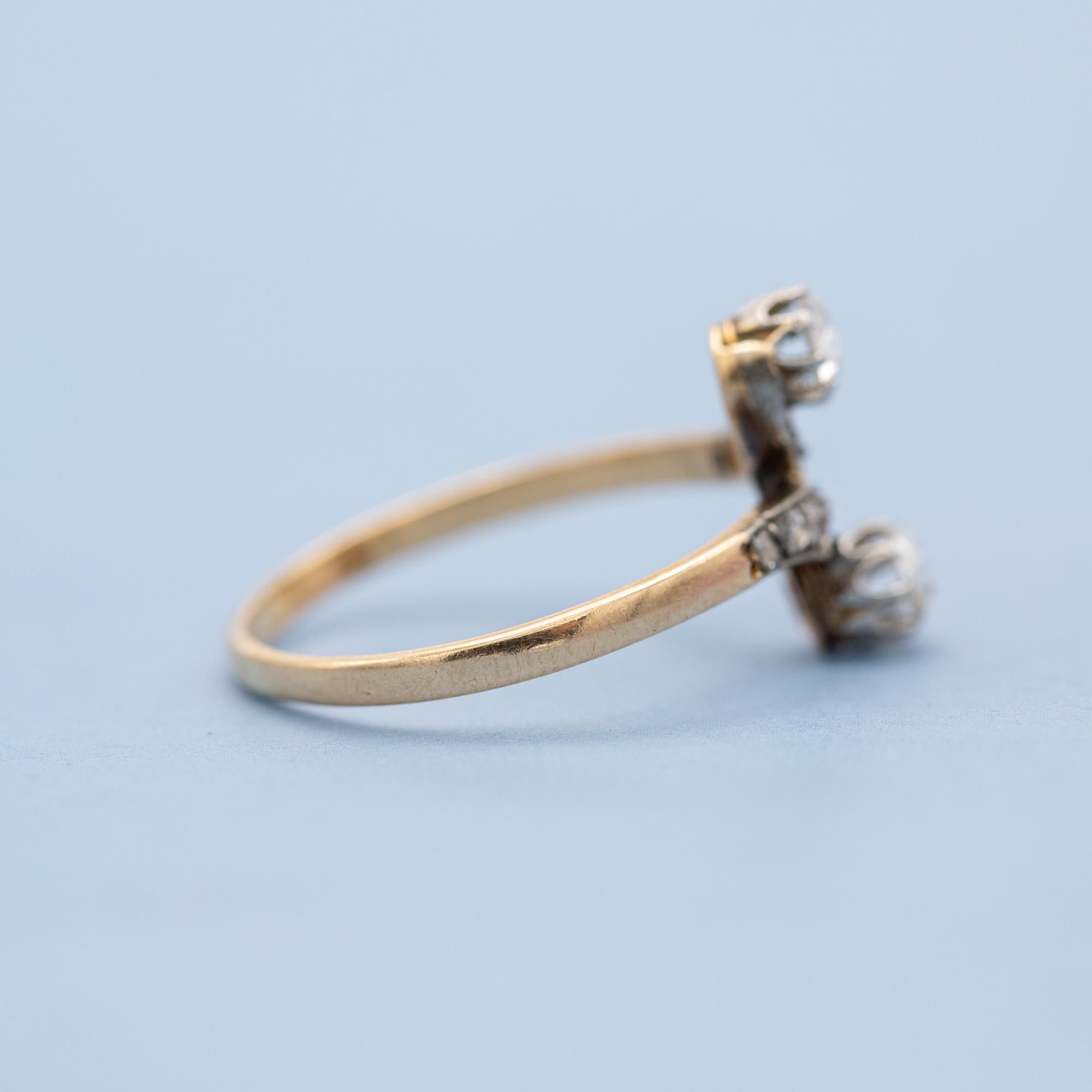Antique 18K Toi et Moi ring - love ring - natural rose cut diamonds - engagement 7