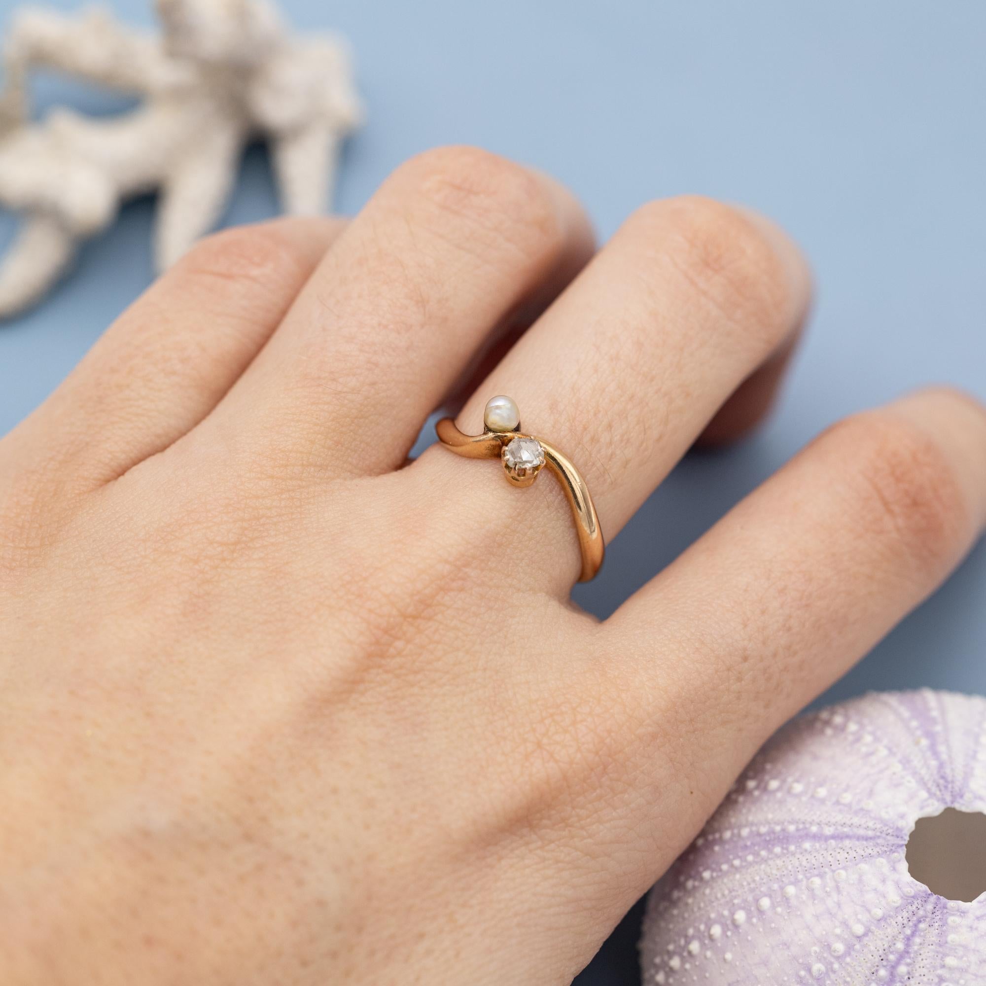 Antique 18K Toi et Moi ring - love ring - natural rose cut diamonds - engagement For Sale 1
