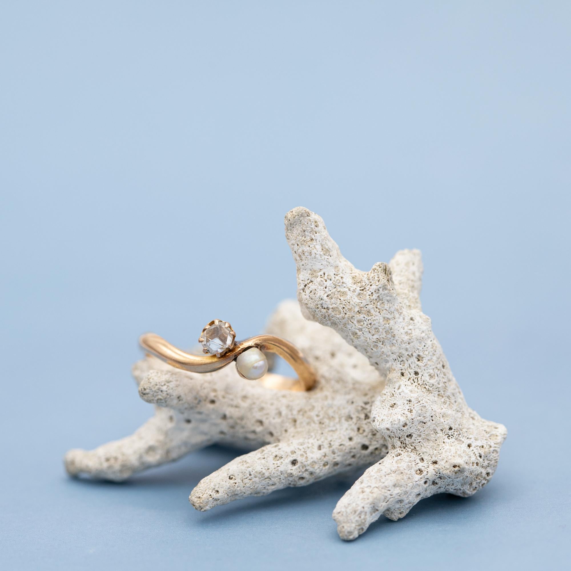 Antique 18K Toi et Moi ring - love ring - natural rose cut diamonds - engagement For Sale 2
