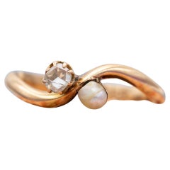 Antiker 18 Karat Toi et Moi Ring - Liebesring - natürliche Diamanten im Rosenschliff - Verlobungsring
