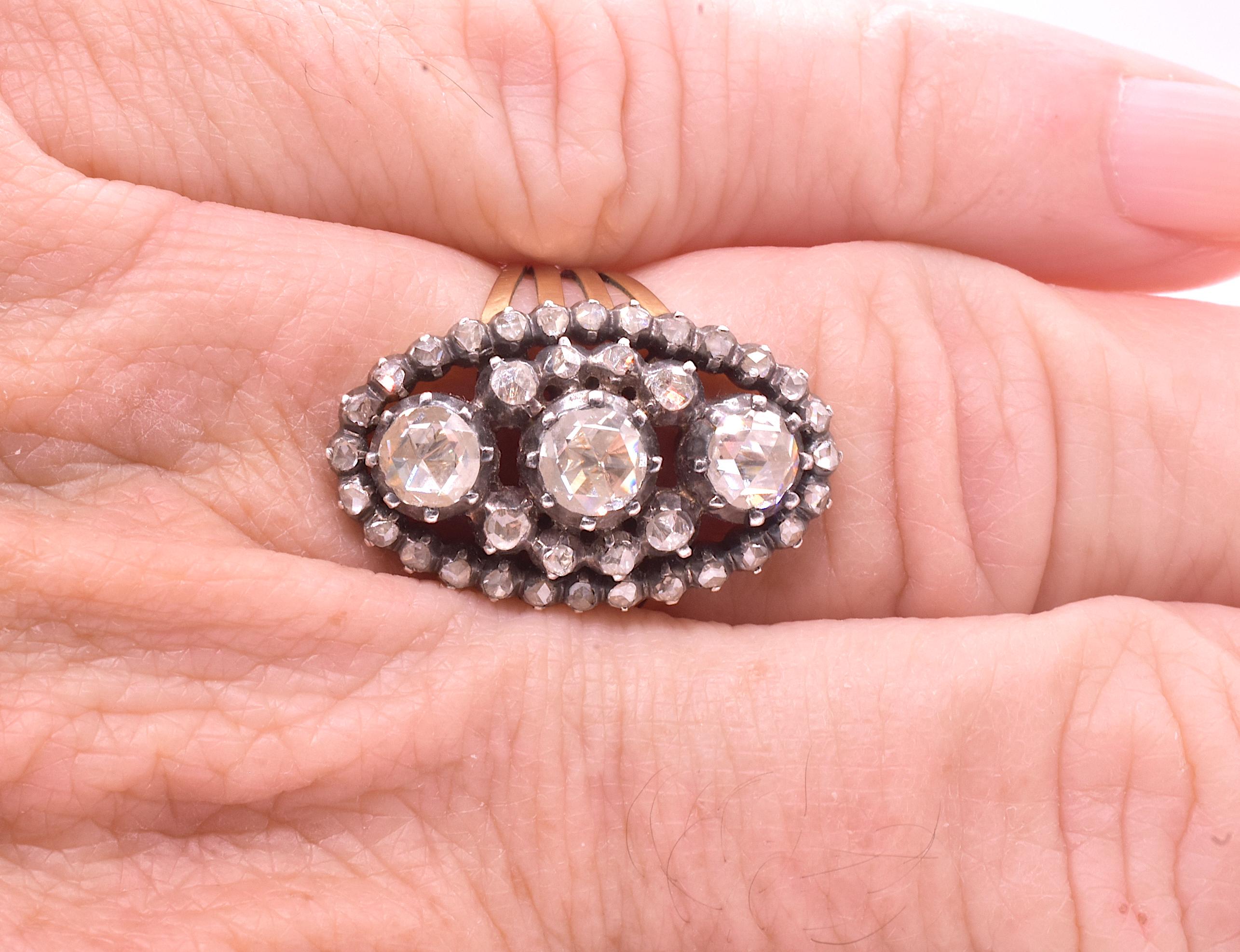 Antique 18k Victorian Marquis or Oval Shaped Elongated Diamond Ring 2