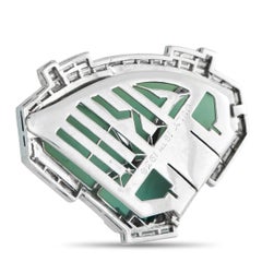 Antique 18K White Gold 2.0ct Diamond and Turquoise Brooch MF42-022026