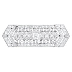 Antique 18K White Gold 3.85ct Diamond French Brooch MF14-020326