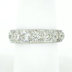 Antique 18k White Gold 5.30ct Old European Diamond Engraved Graduated Band Ring