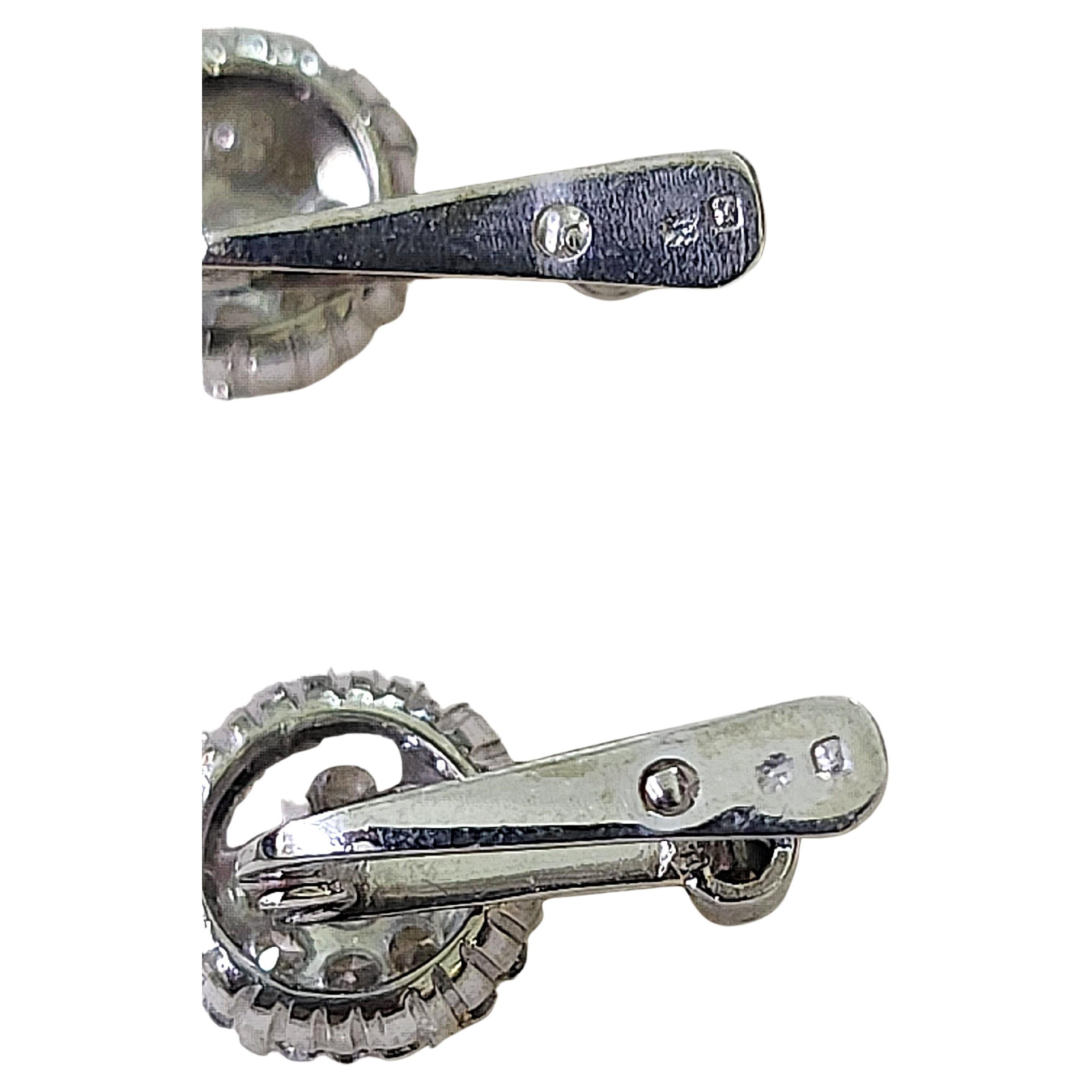 Boucles d'oreilles anciennes en or blanc 18k avec diamants en vente 1