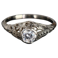 Antique 18k White Gold Engagement Ring with 0.25ct Diamond - Size 6