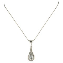 Collana antica in oro bianco 18k con diamanti, peso totale 0.75ct