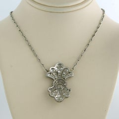 Antique 18k White Gold & Platinum Necklace with 1.90ct Diamonds, 1910