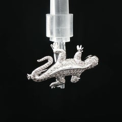 Antique 18k White GoldLizard Diamond Brooch - Elegant Formal Holiday Gift