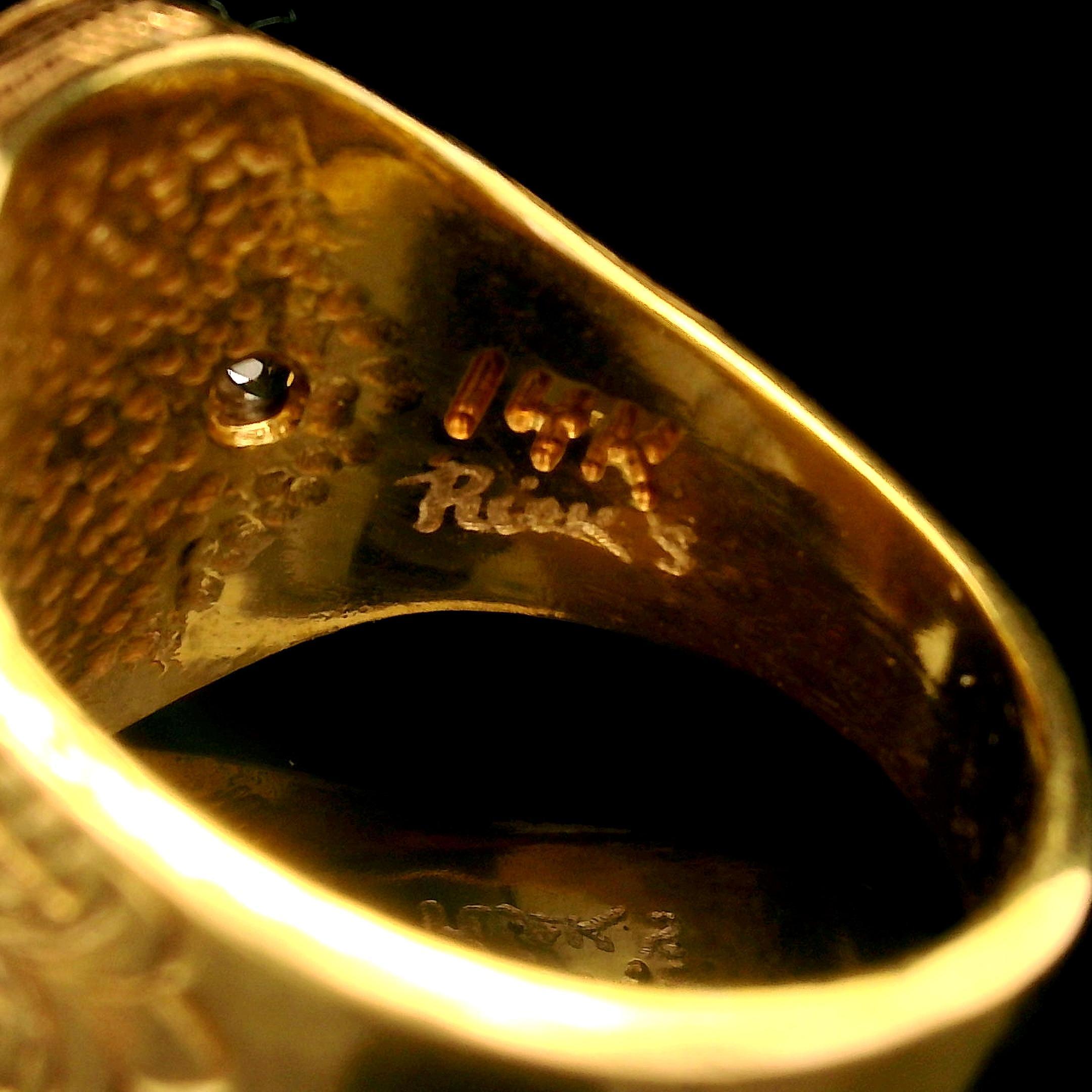 Women's Antique 18k Yellow Gold 0.35ctw Old European Diamond Hand Engraved Signet Ring For Sale