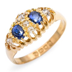 Antique 18k Yellow Gold 0.40tcw No-Heat Sapphire & Old Mine Diamond Ring