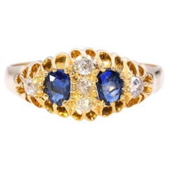 Antique 18k Yellow Gold 0.40tcw No-Heat Sapphire & Old Mine Diamond Ring