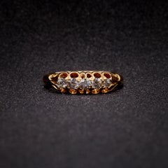 Antique 18K Yellow Gold 0.42ctw Old Cut Diamond 5 Stone Ring
