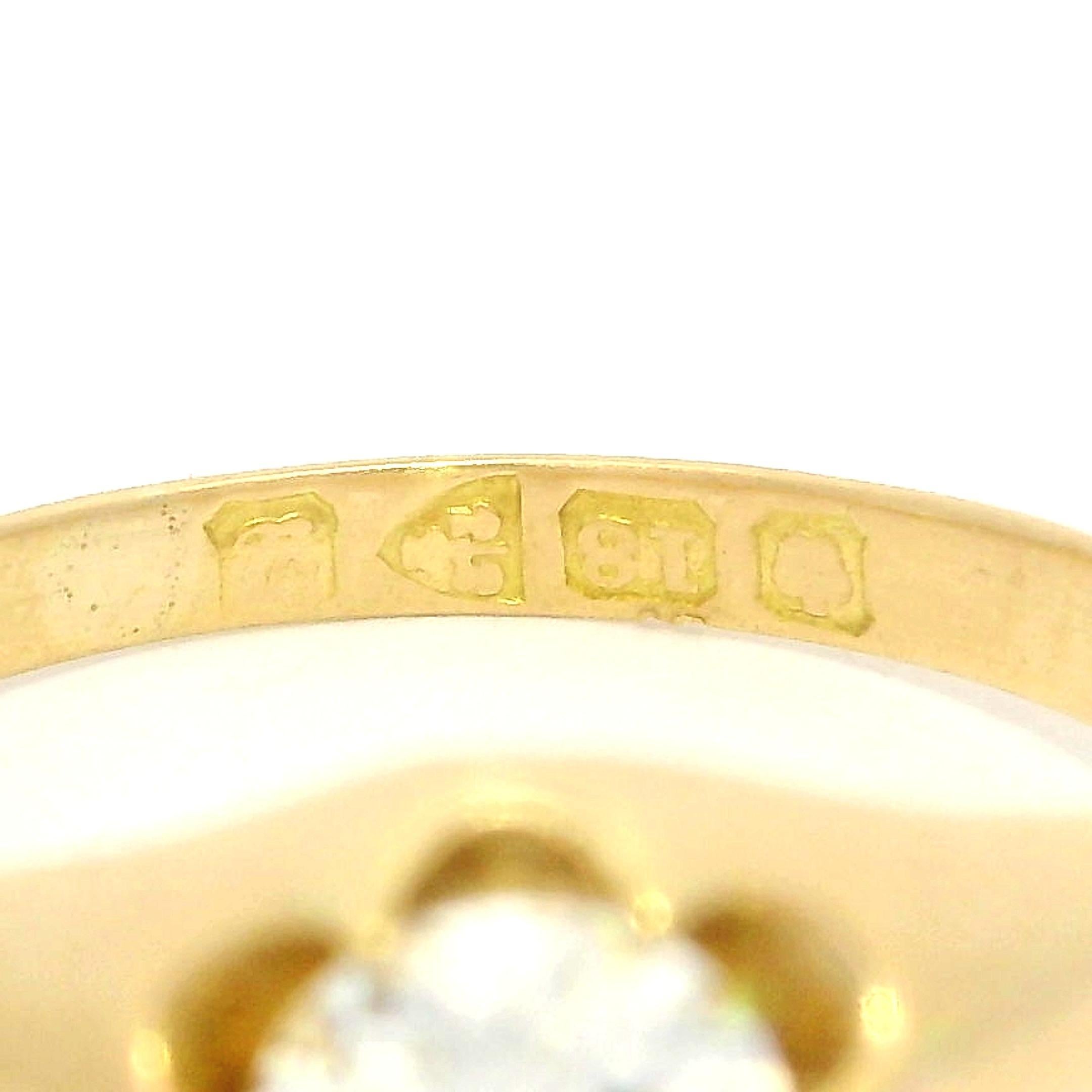 Bague solitaire en or jaune 18k ancienne 0.45ct Old European Cut Belcher Diamond Solitaire Ring en vente 1