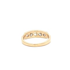 Antique 18k Yellow Gold 0.80ctw Old European Pave Diamond 5 Stone Band Ring