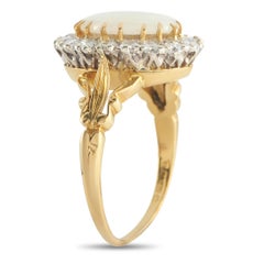 Antike 18K Gelbgold 1,28ct Diamant und Opal Englisch Ring MF35-030226