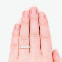 Antique 18K Yellow Gold 1.5ctw Old European Cut Diamond 5 Stone Ring