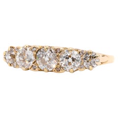 Antique 18K Yellow Gold 1.5ctw Old European Cut Diamond 5 Stone Ring
