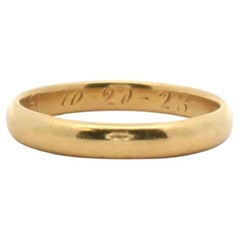 Antique 18k Yellow Gold 1923 3mm Band Ring Size 9