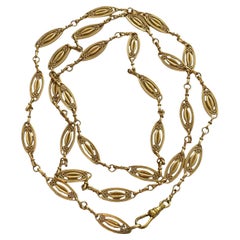 Antique 18K Yellow Gold 42" Long Guard Chain