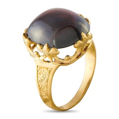 Antique 18K Yellow Gold 7.0ct Garnet Cabochon Ring MF09-070126