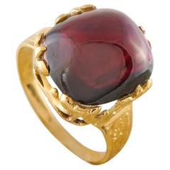 Antique 18K Yellow Gold 7.0ct Garnet Cabochon Ring MF09-070126