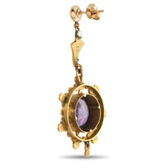 Antique 18K Yellow Gold Amethyst and Seed Pearl Earrings MF06-021926