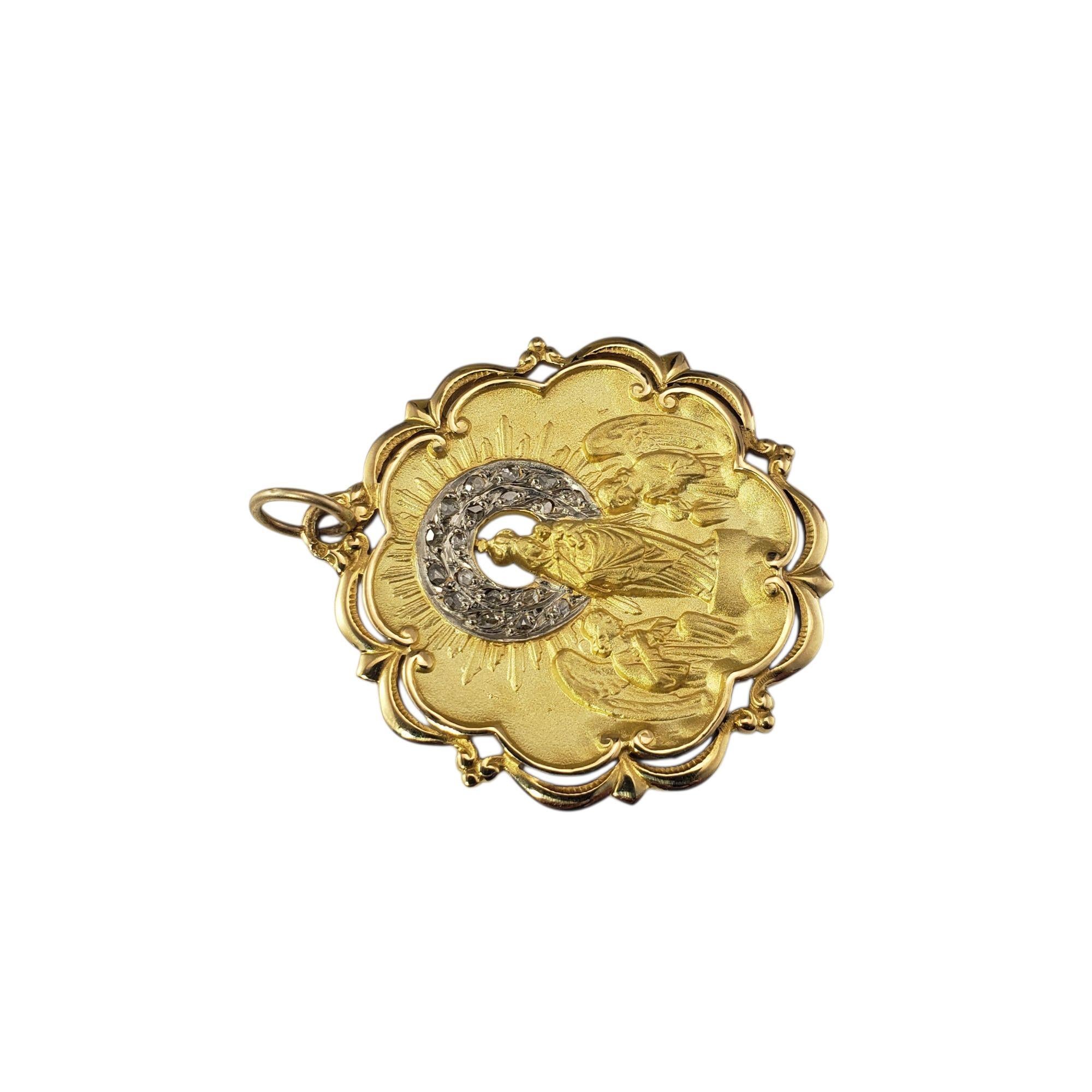 Contemporary Antique 18K Yellow Gold and Diamond Virgin of Pilar Pendant #21973 For Sale