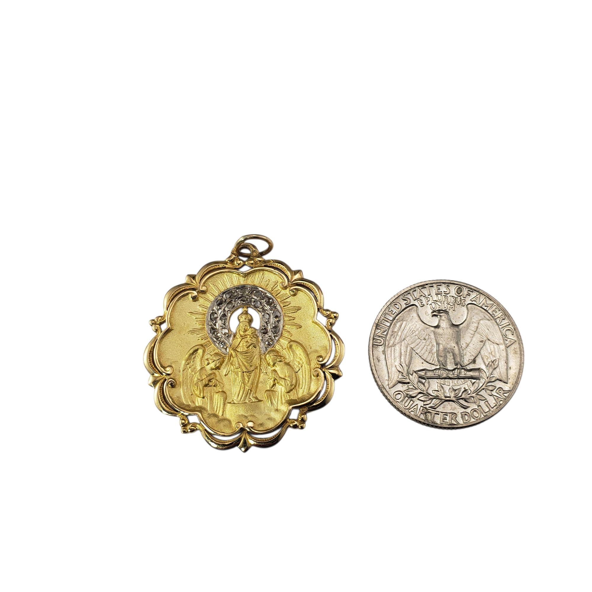 Antique 18K Yellow Gold and Diamond Virgin of Pilar Pendant #21973 In Good Condition For Sale In Washington Depot, CT