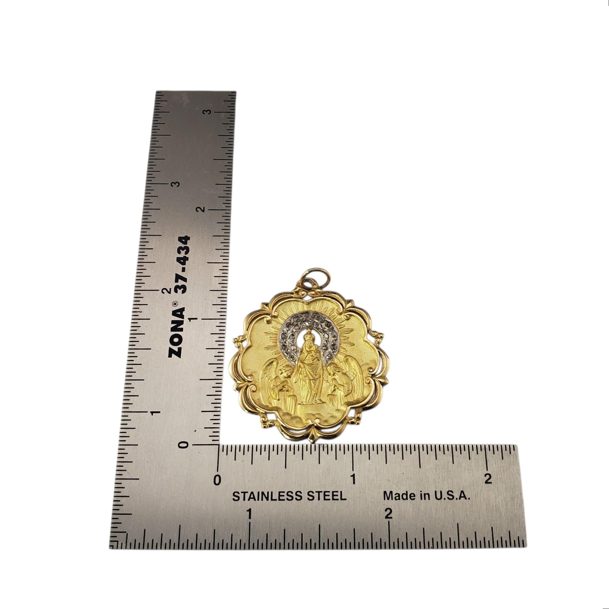Women's Antique 18K Yellow Gold and Diamond Virgin of Pilar Pendant #21973 For Sale
