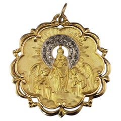 Antique 18K Yellow Gold and Diamond Virgin of Pilar Pendant #21973