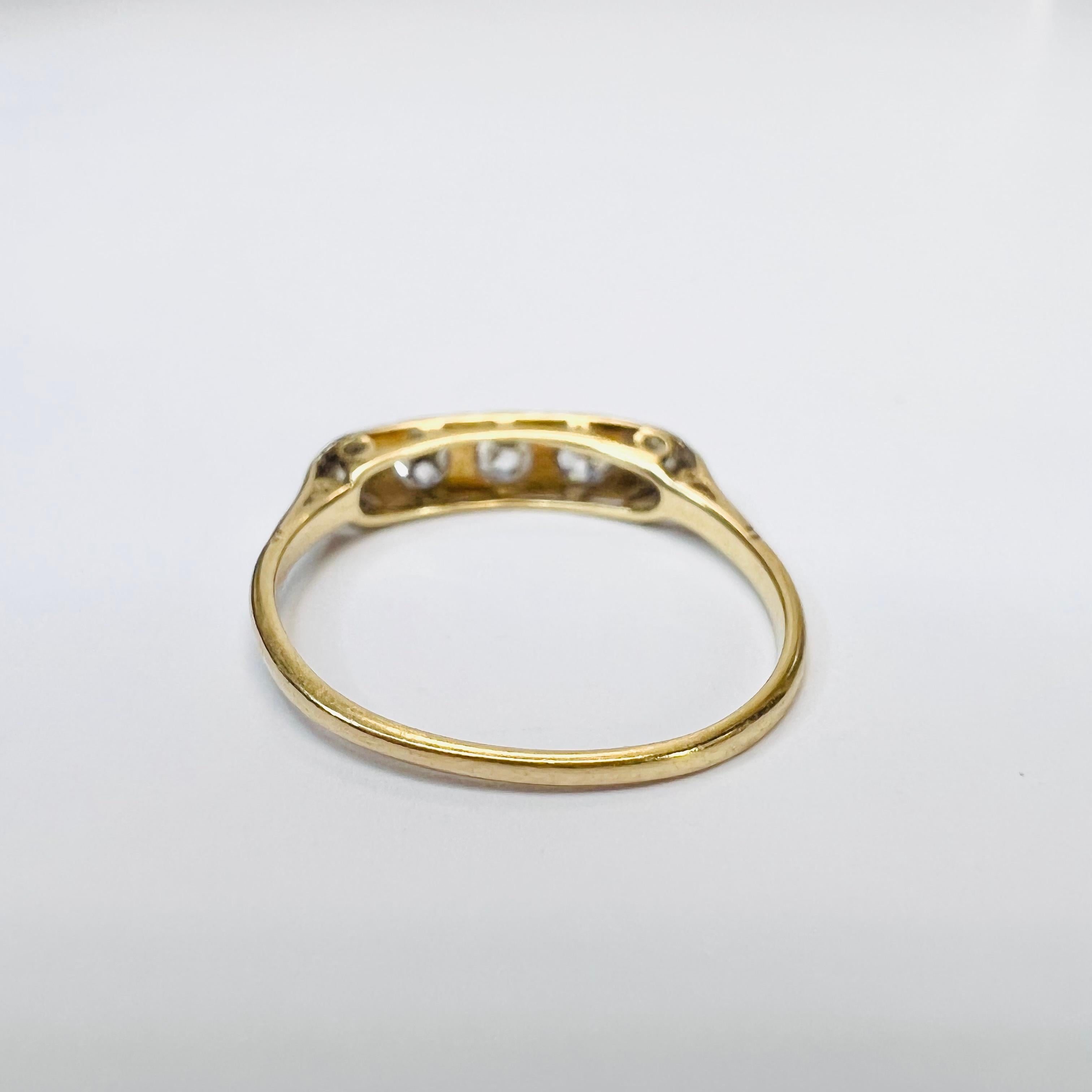 Antique 18K Yellow Gold and Platinum 0.45CTW Diamond Ring Band In Excellent Condition For Sale In Addison, TX